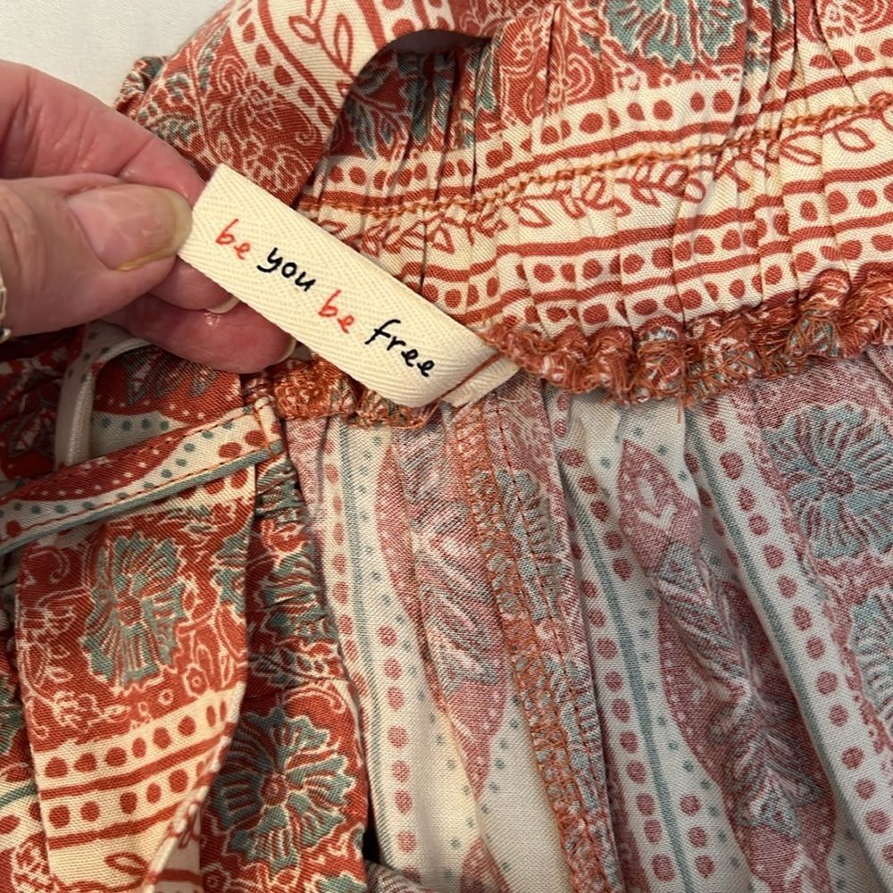 Bebop Size Small Bohemian Patterned Wide Leg Pant… - image 5